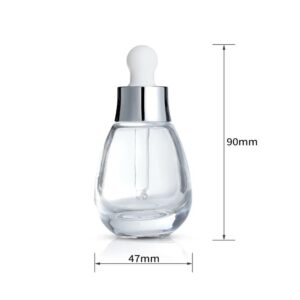 New Arrival 30ml 1oz Drop Shape Clear Glass Skin Care Serum Dropper Bottles