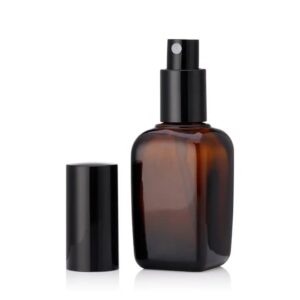 Hot Sale 50ml Square Amber Essential Oil Cosmetic Mist Spray Glass Bottle
