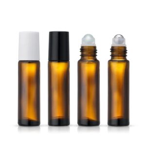 Hot Sale 10ml Amber Glass Essential Oil Roll on Bottle with Stainless Steel Ball and Plastic Lid
