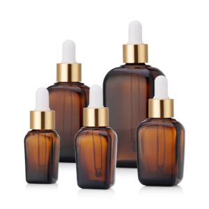 Wholesale 10ml 20ml 30ml 50ml 100ml Amber Glass Square Essential Oil Dropper Bottle