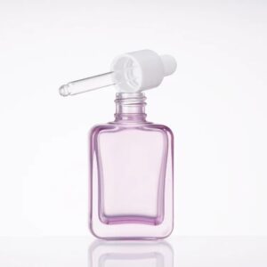 New Arrival 30ml Purple Glass Square Essential Oil Rectangle Dropper Bottles for Serum