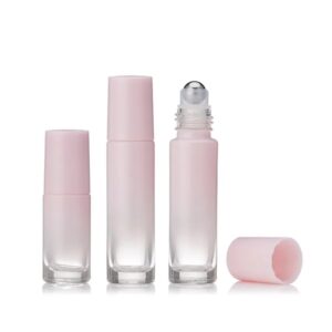 New Fashion Essential Oil 5ml 10ml Cylinder Gradient Pink Perfume Roll on Glass Bottle