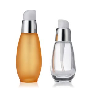 Customized 30ml 40ml Matte Orange Cosmetic Glass Lotion Pump Bottle