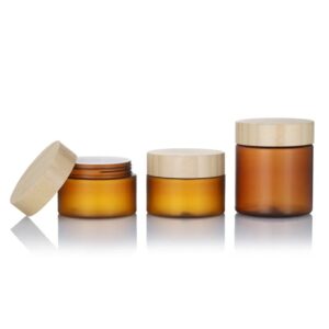 Hot Sales 30g 50g 60g 100g Custom Clear Recyclable Cosmetic Glass Cream Jar Containers with Lids Wood Cap